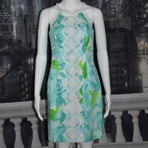 Lilly Pulitzer Size 0 Lined Sleeveless Floral Zip Back Cotton Dress. Like New!!